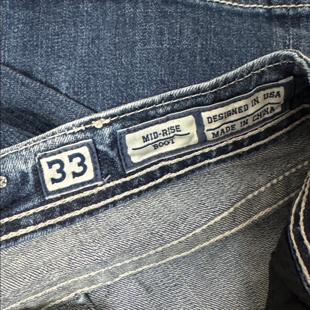 Miss Me Women's Boot Cut Jeans - Dark Blue with Silver Accents - Picture 3 of 7